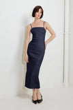 CAROLLA DARK DENIM MIDI DRESS