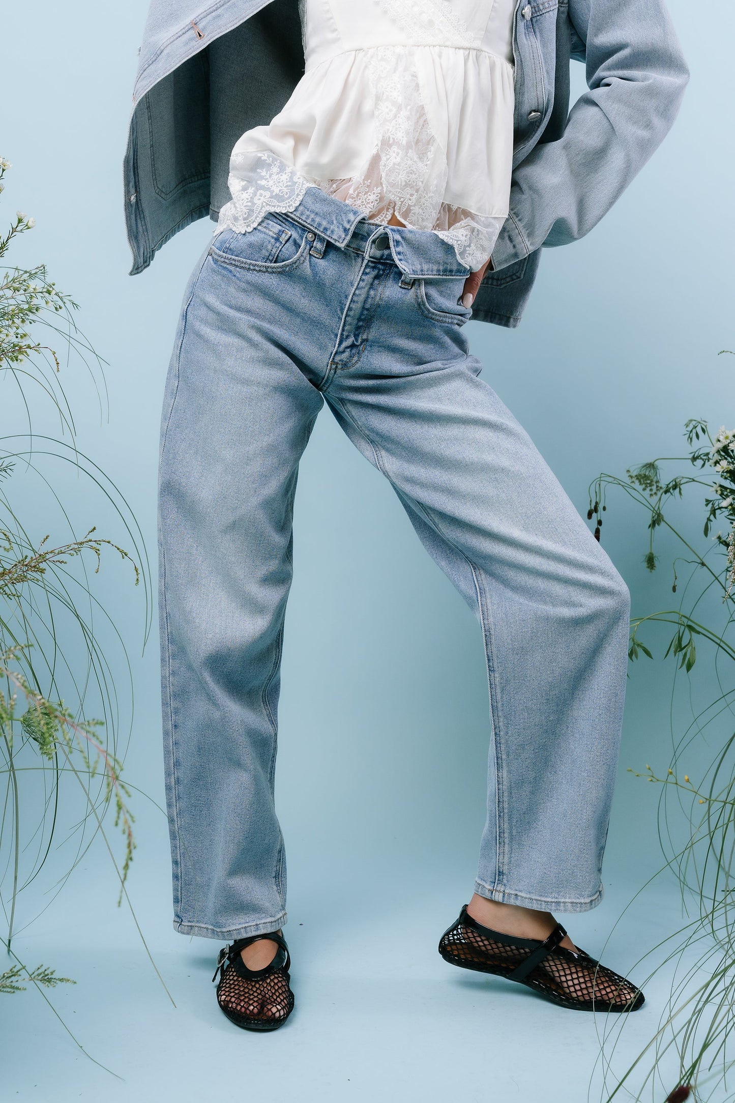 Karina Folded Straight Leg Jeans