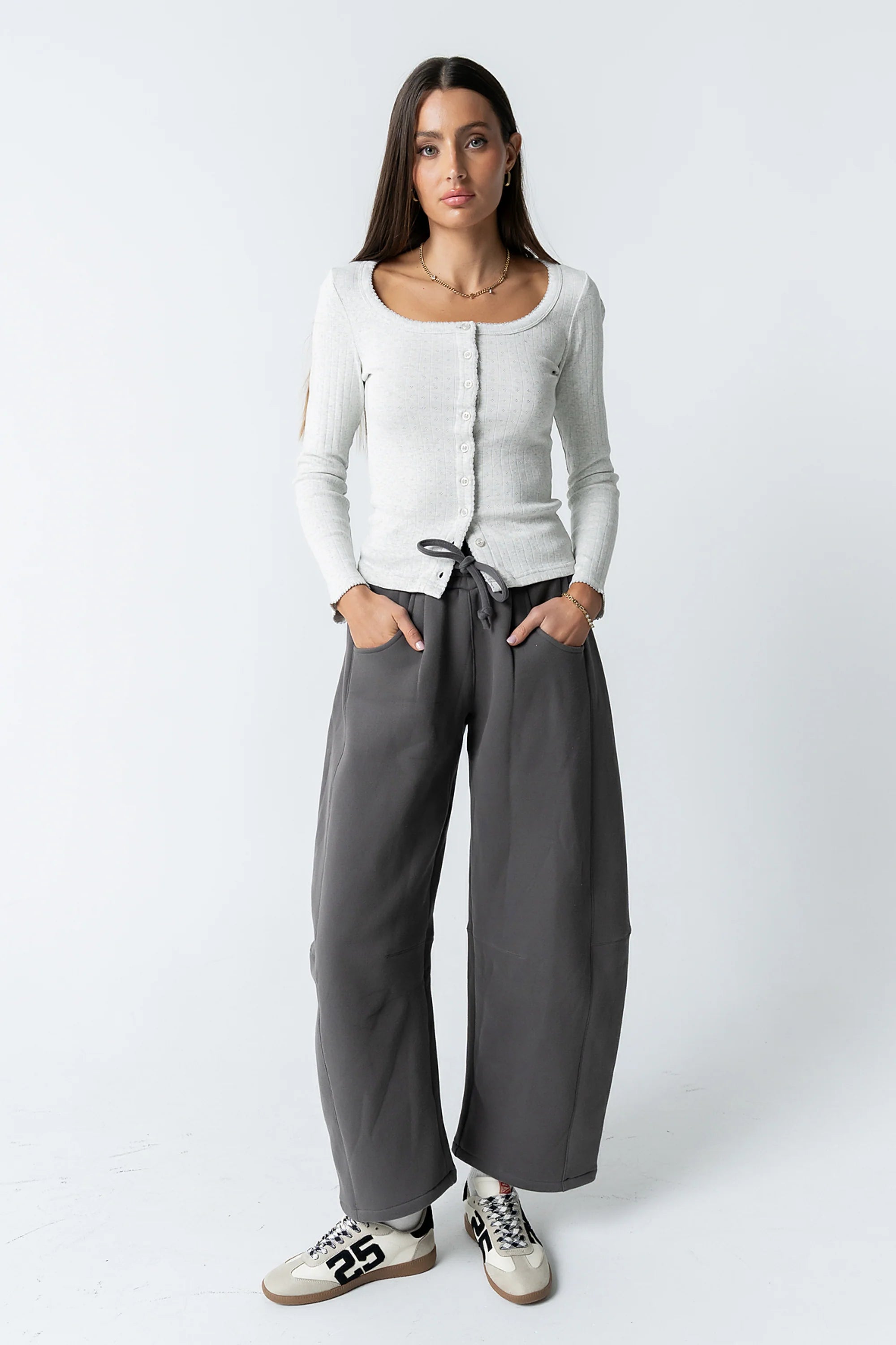 Pura Knit Top in Heather Grey