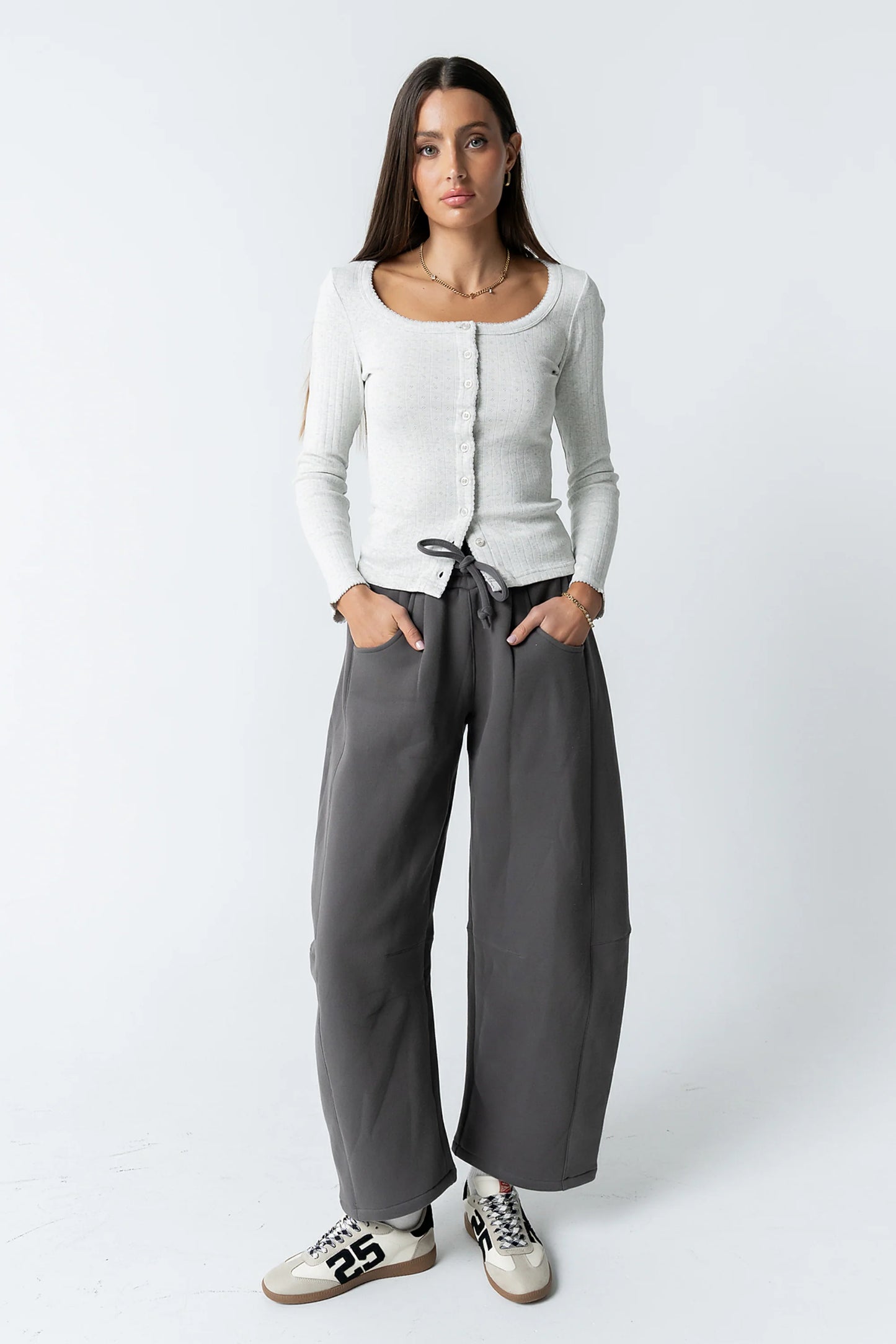 Pura Knit Top in Heather Grey