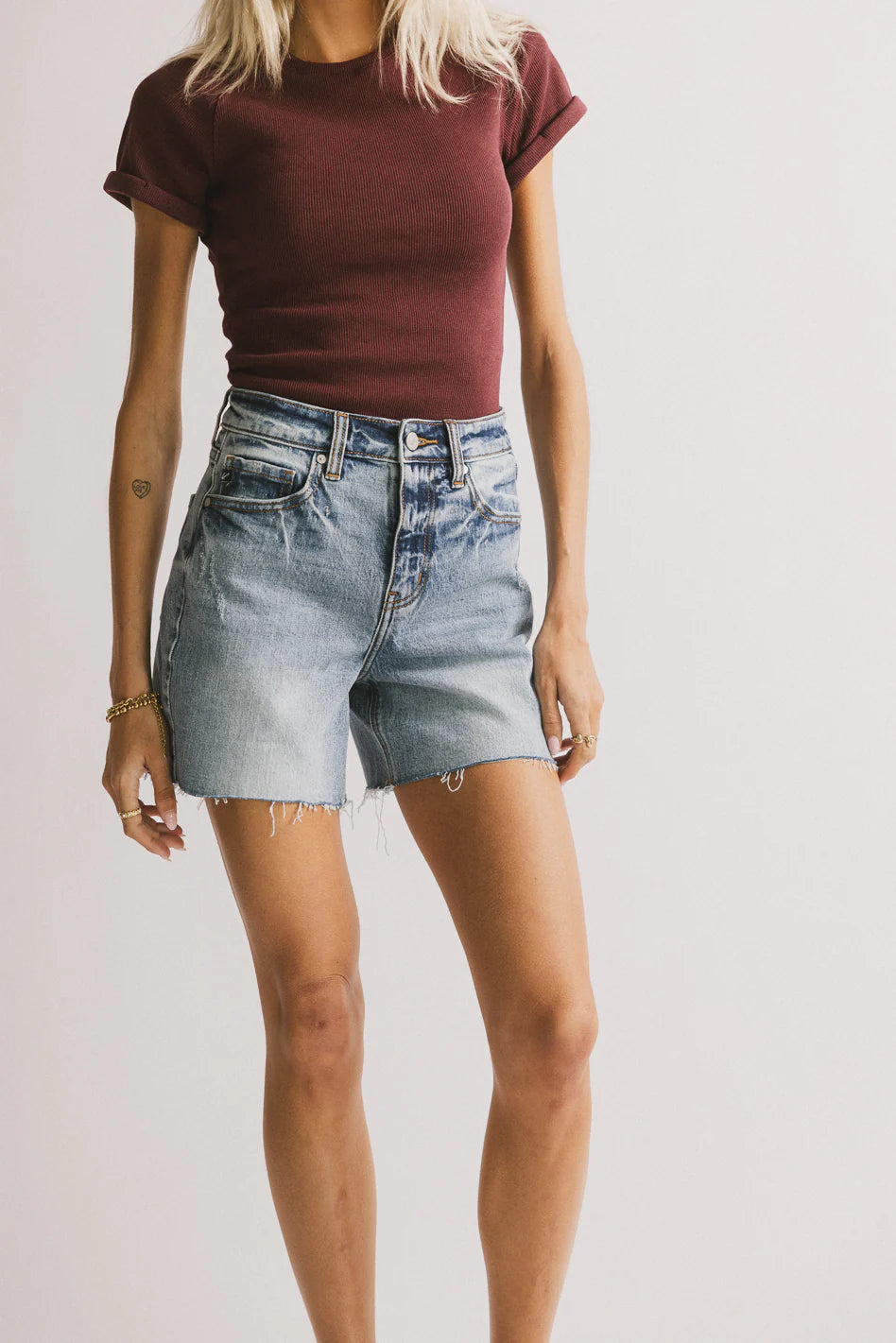 Ariel Distressed Denim Shorts