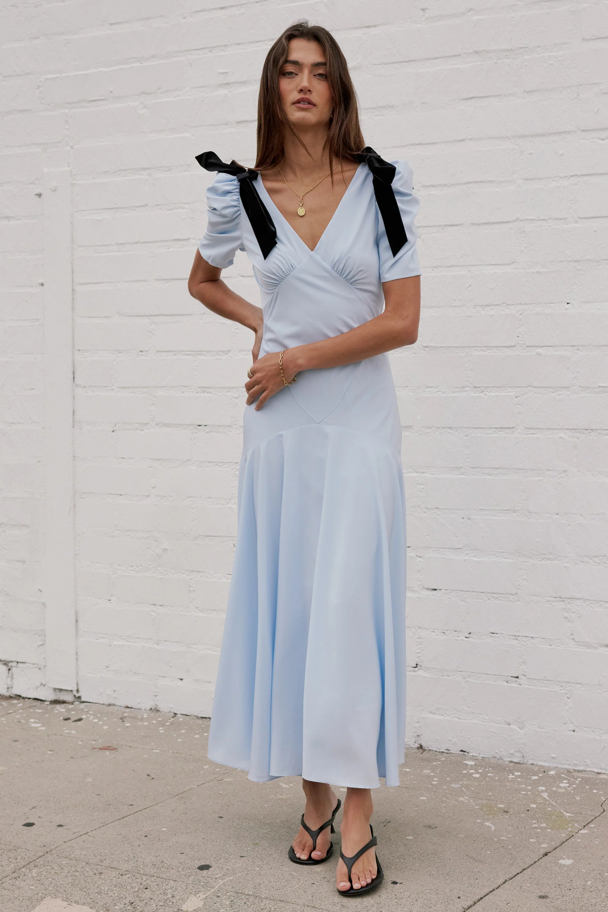 Nellie Drop Waist Maxi Dress in Blue