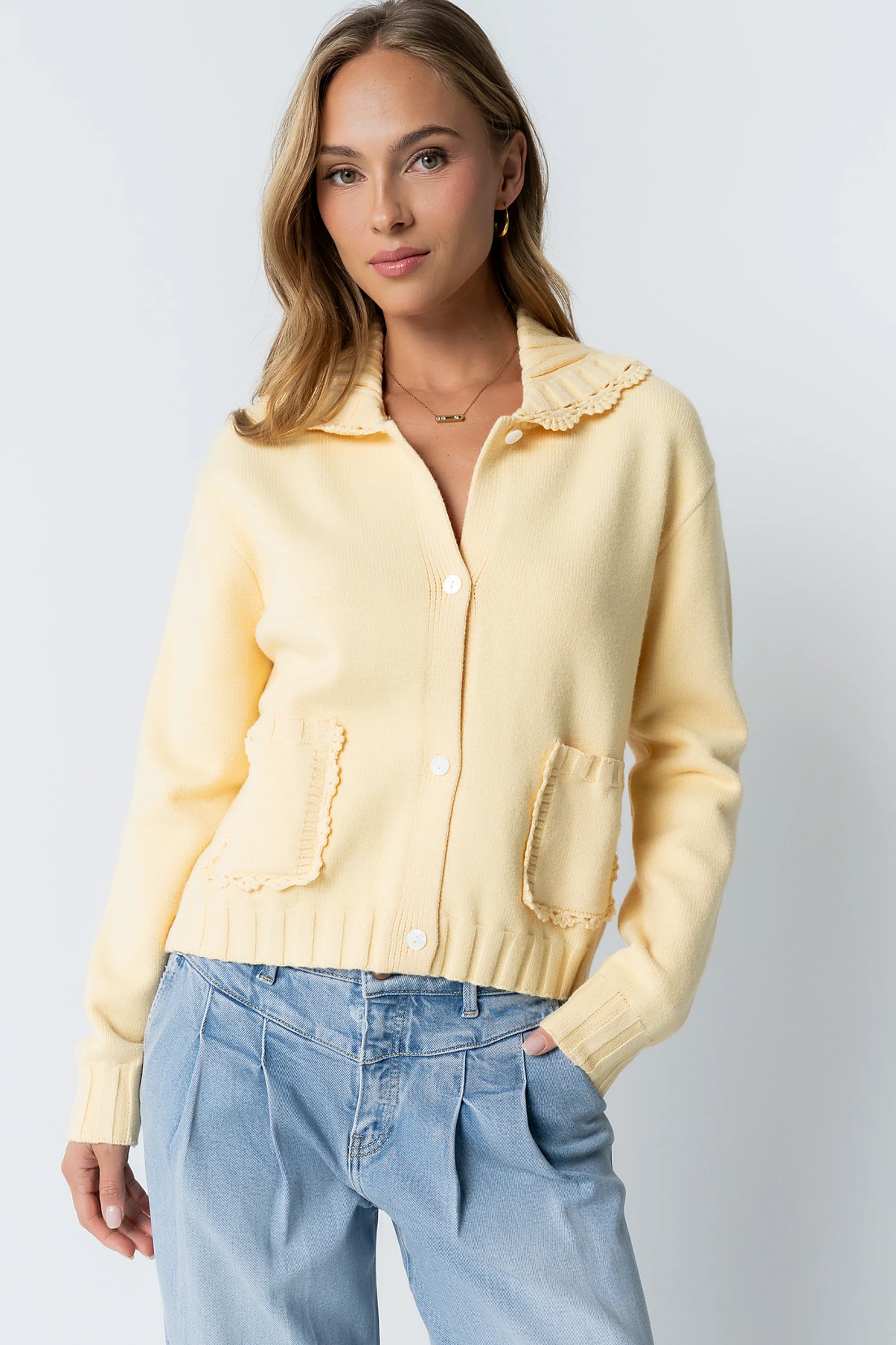 Tacie Knit Cardigan in Butter Yellow