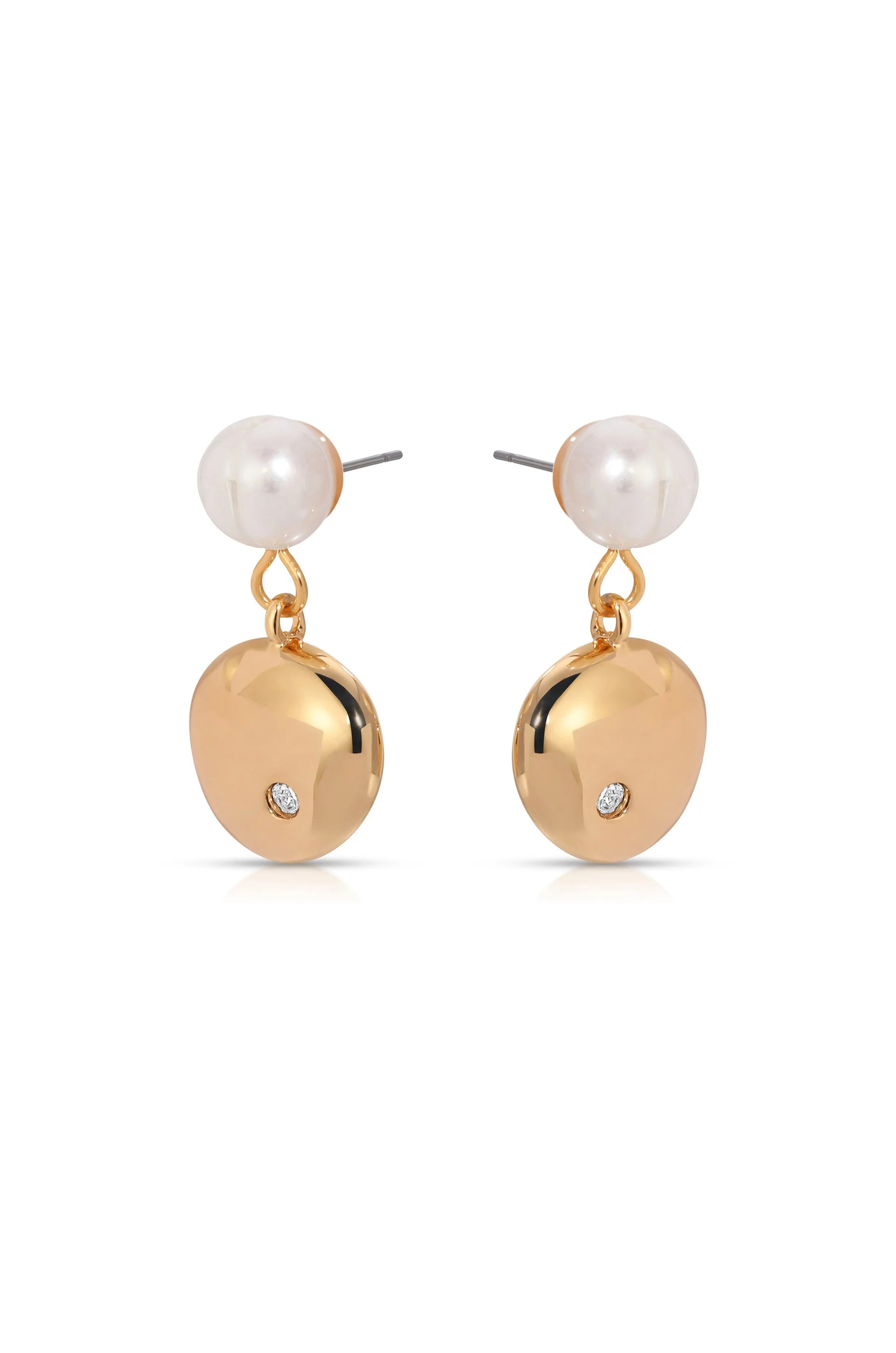 Small Pebble and Pearl Dangle Earrings