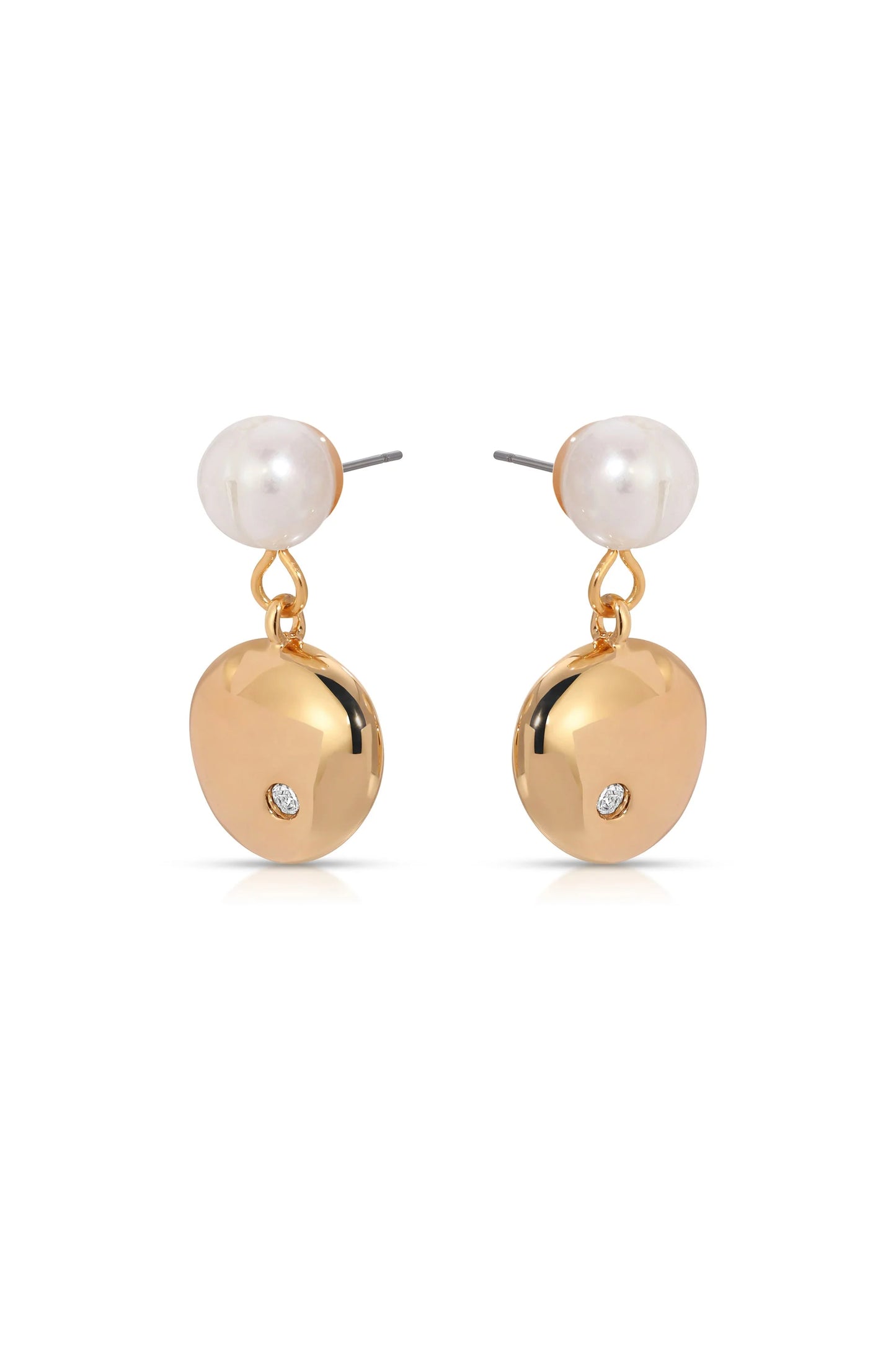 Small Pebble and Pearl Dangle Earrings