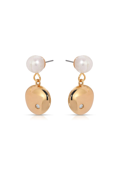 Small Pebble and Pearl Dangle Earrings