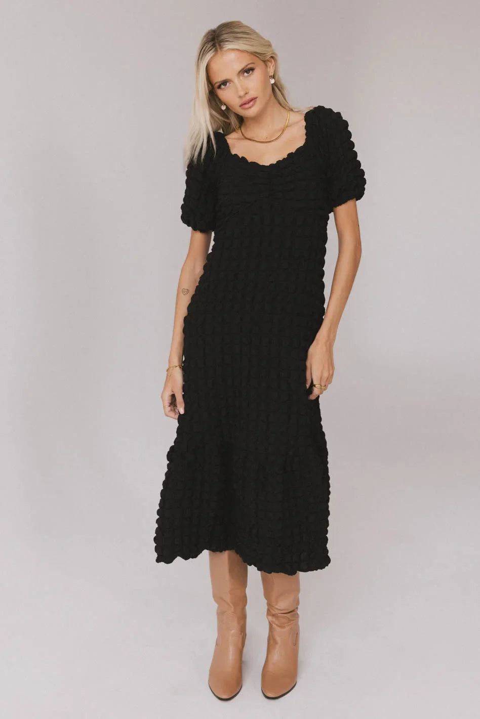 Miley Bubble Texture Dress in Black FINAL SALE