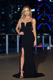 Louise Gown Black Scuba Crepe Fitted Dress