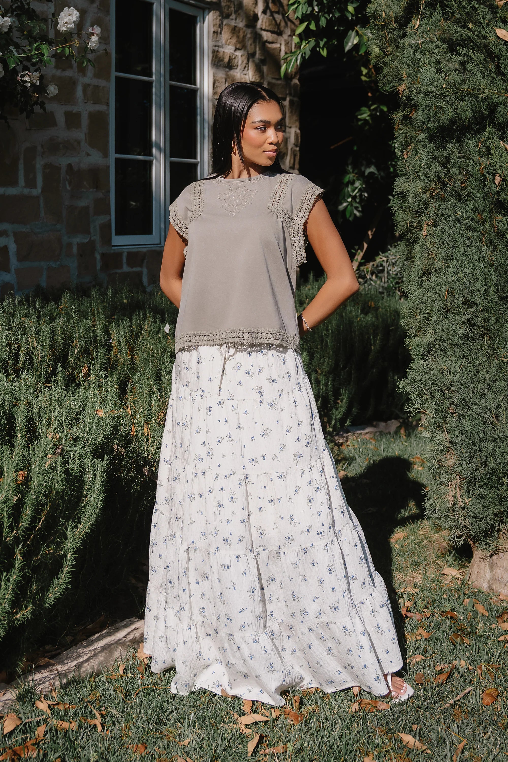 Maisey Embroidered Top in Green