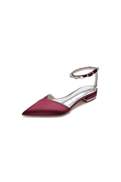 Rhinestone Strap Cocktail Pointed Toe Flats