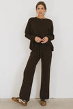 Jesse Waffle Knit Top in Brown FINAL SALE