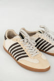 Stevie Striped Sneaker in Beige Shearling