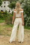 Hallie Wide Leg Pants in Oatmeal FINAL SALE