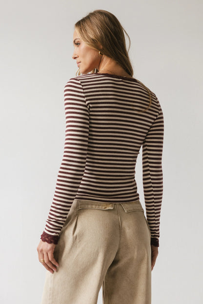 Kiya Striped Top in Burgundy FINAL SALE