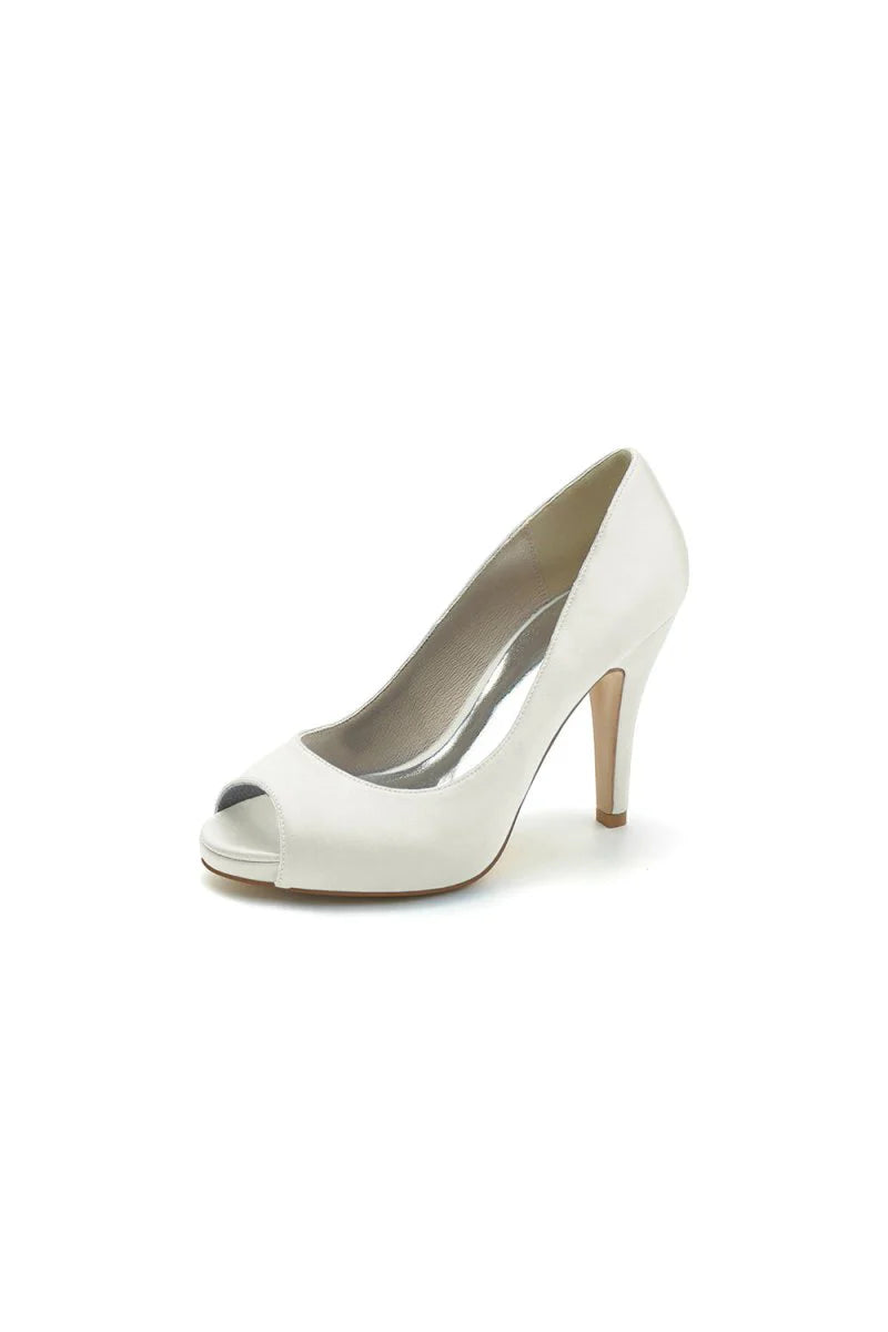 Peep Toe Slip on Satin Stiletto Heels