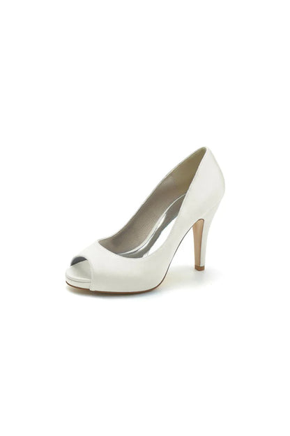 Peep Toe Slip on Satin Stiletto Heels