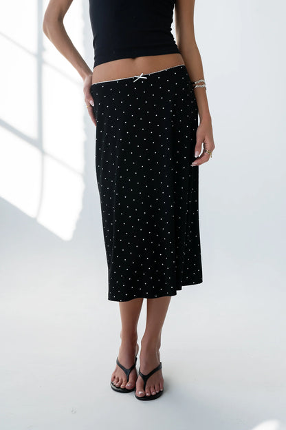 Jordyn Polka Dot Skirt in Black