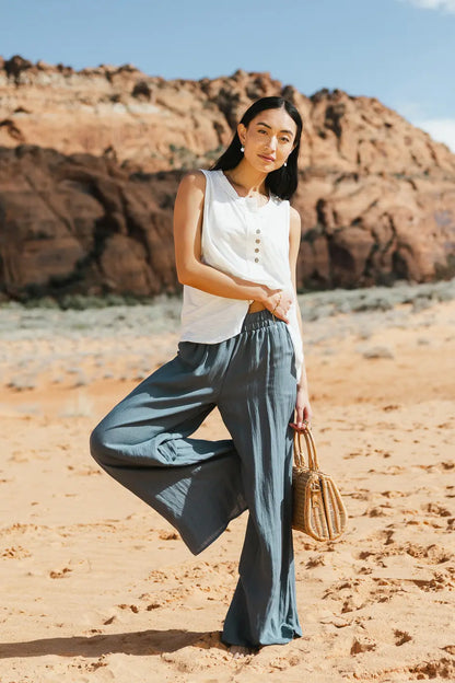 Amaya Wide Leg Pants in Slate FINAL SALE
