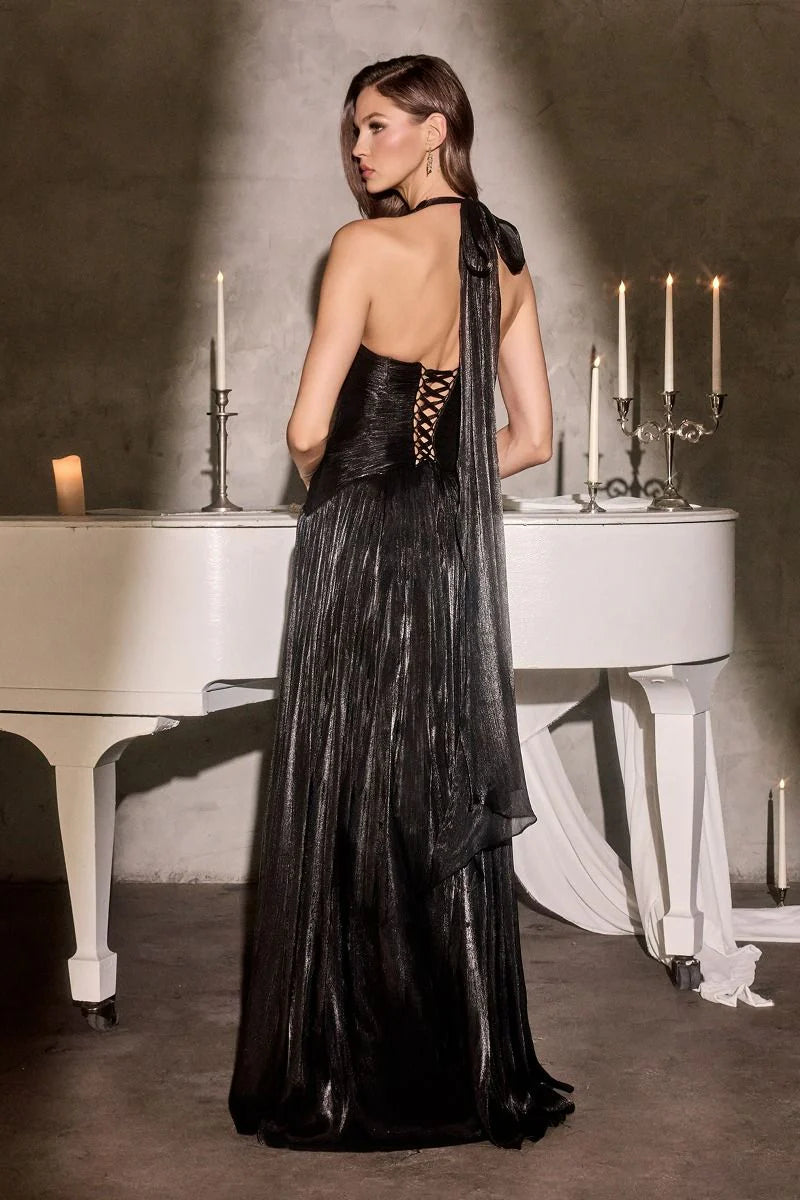 Brigid Gown Shimmer Chiffon Halter Dress