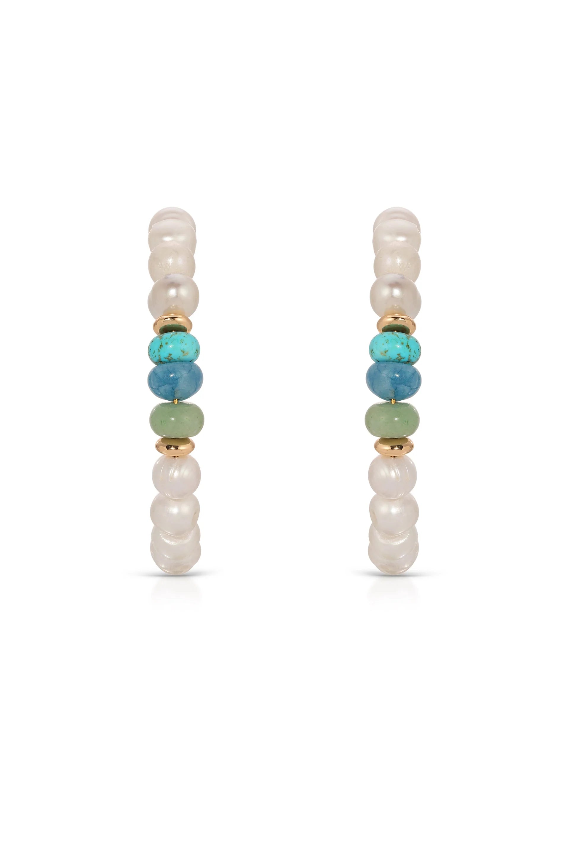 Beach Day Pearl and Gemstone Hoop Earrings