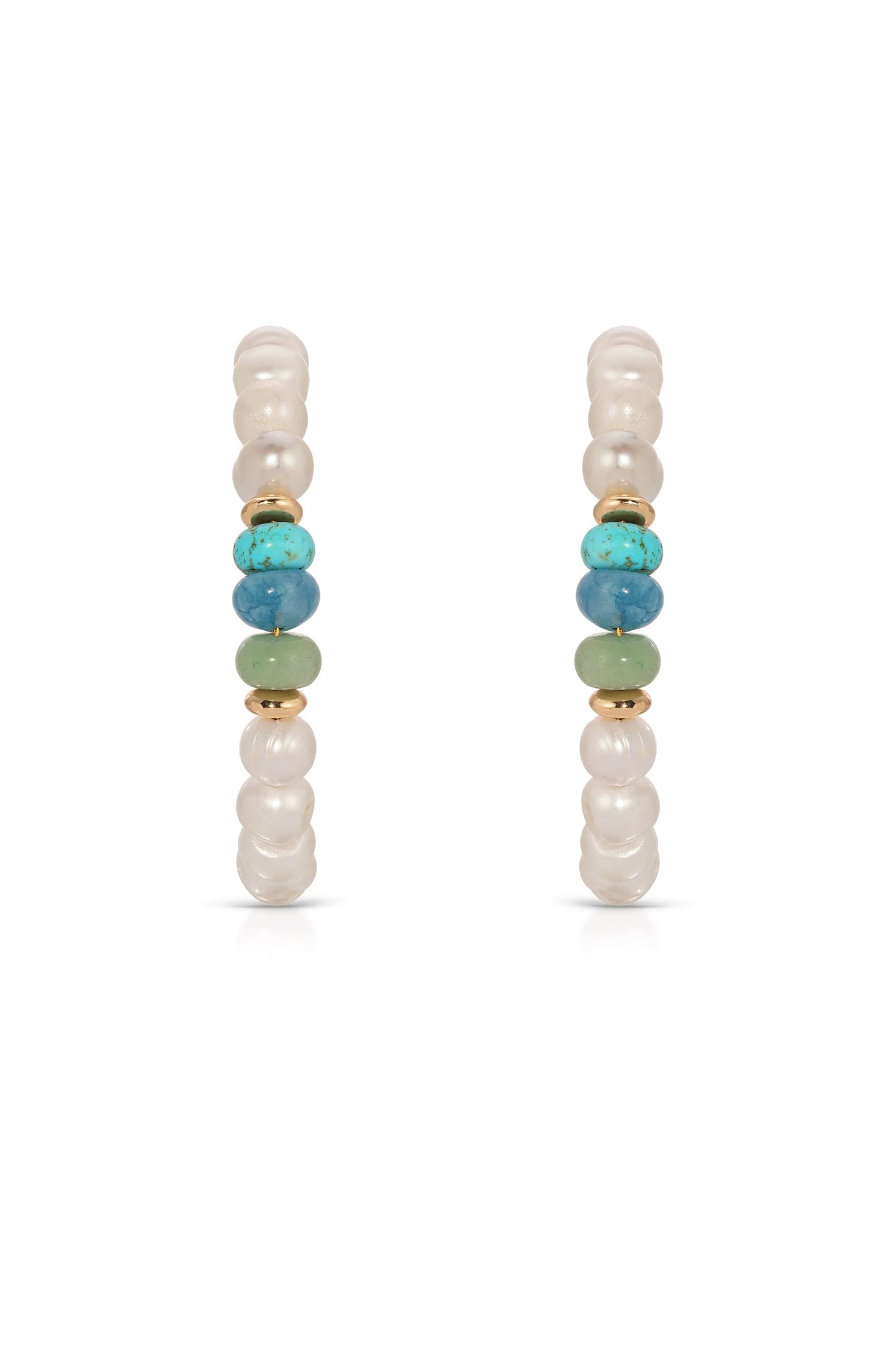 Beach Day Pearl and Gemstone Hoop Earrings