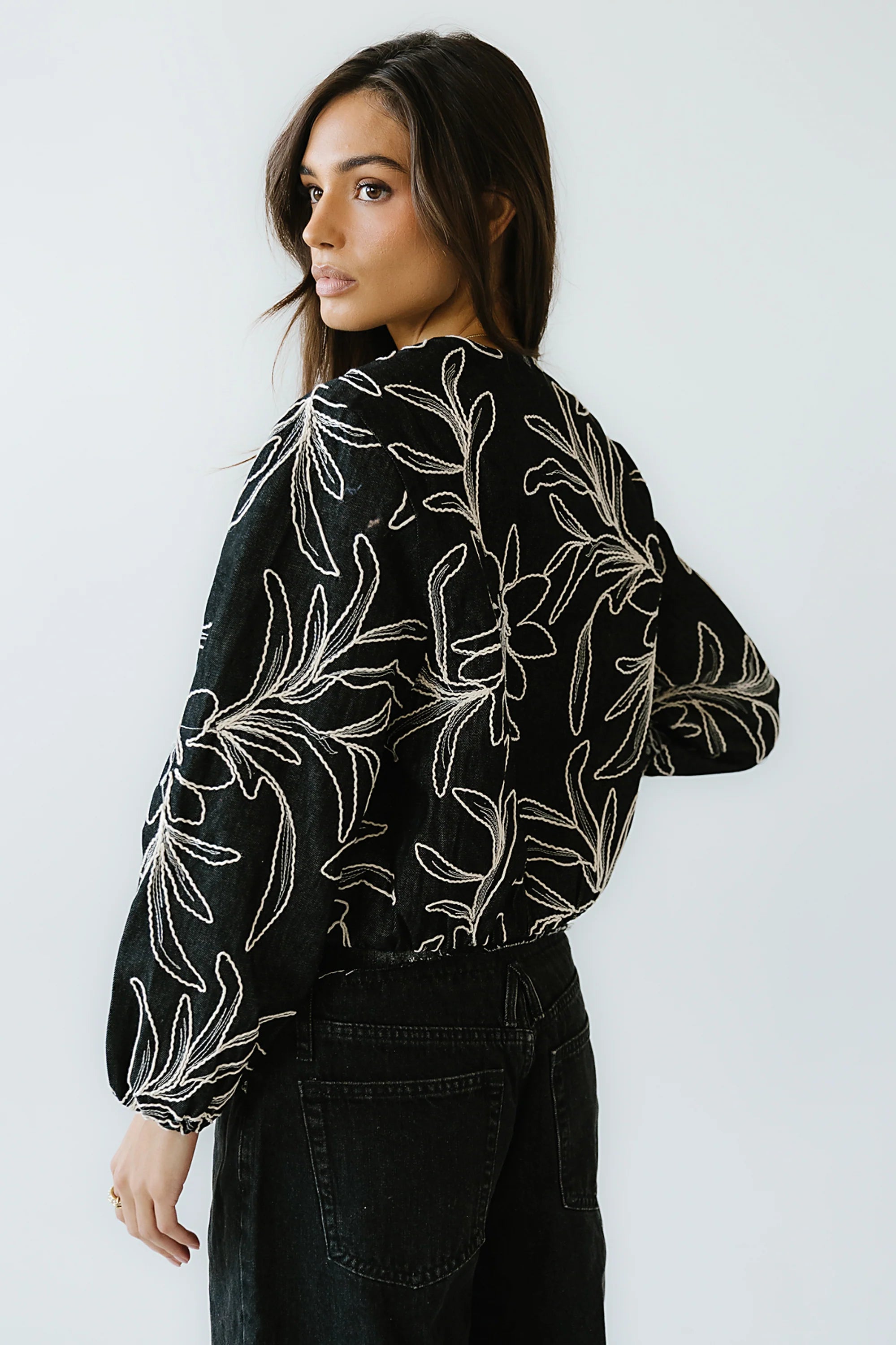 Sidney Embroidered Jacket in Faded Black