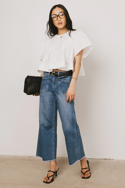 Isha Pleated Top in White FINAL SALE