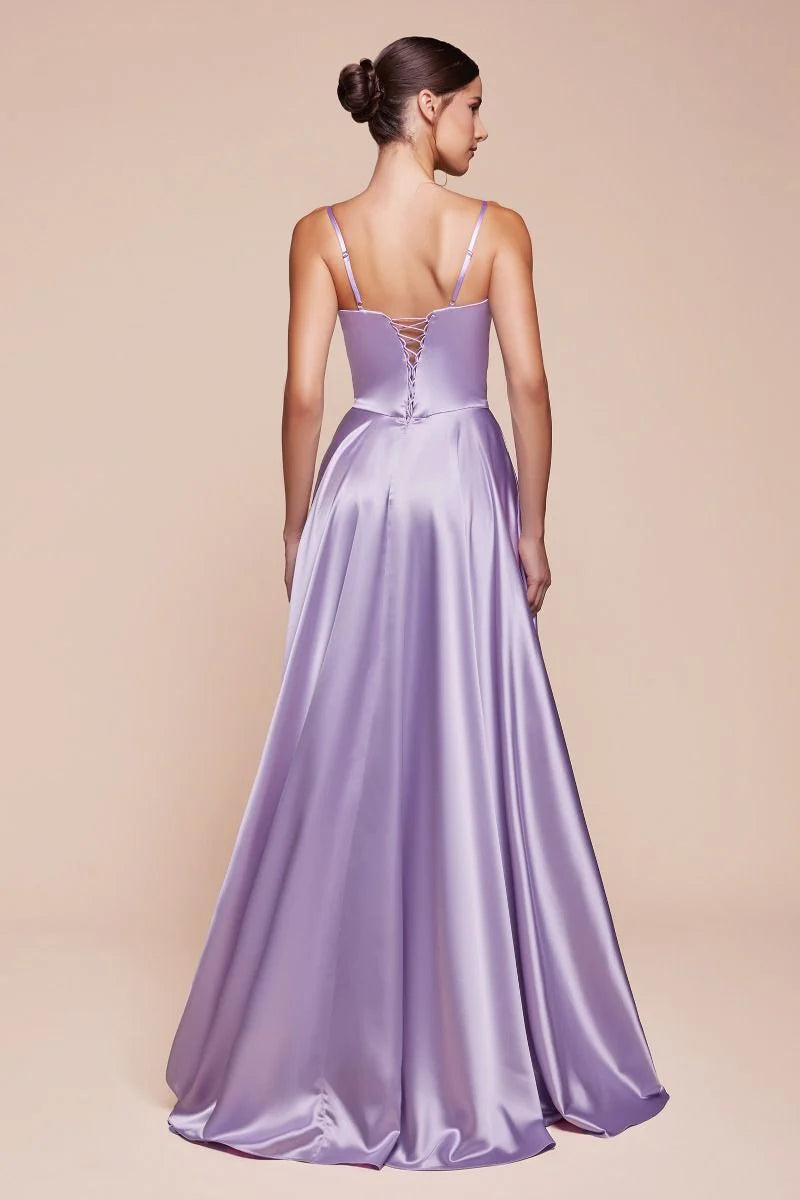 SELMA GOWN A LINE LUXE SATIN BUSTIER DRESS