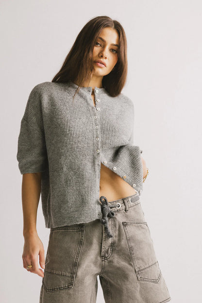 Leah Knit Cardigan in Heather Grey FINAL SALE