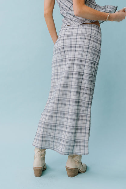Jenna Plaid Maxi Skirt in Blue