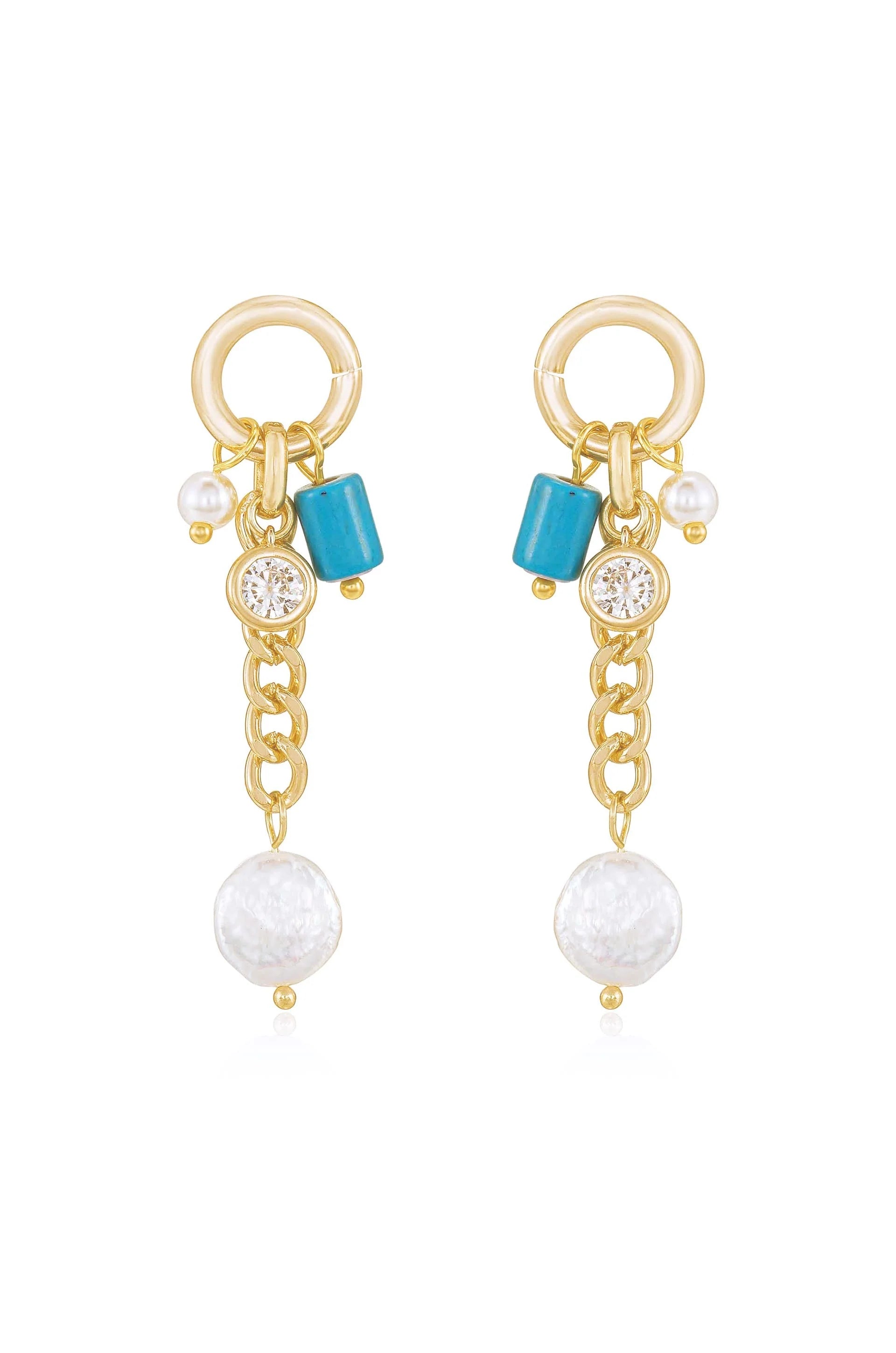Pearl and Charm Dangle Earrings