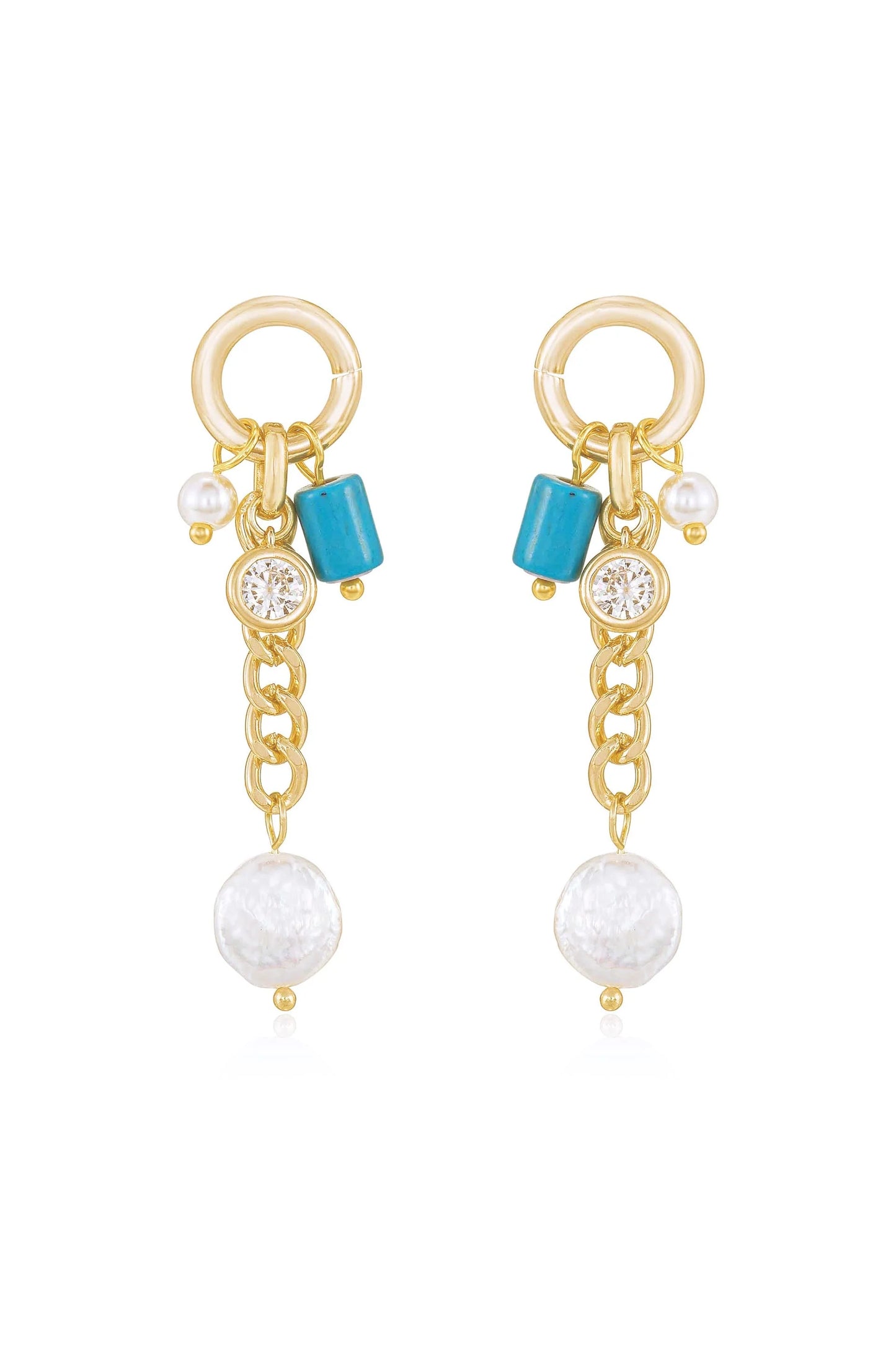 Pearl and Charm Dangle Earrings