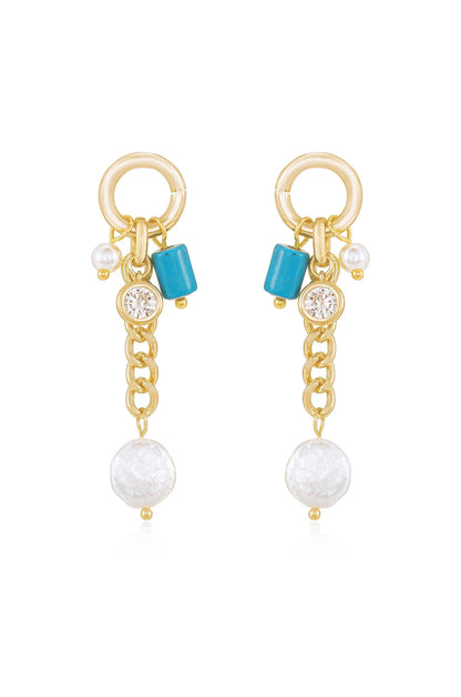 Pearl and Charm Dangle Earrings