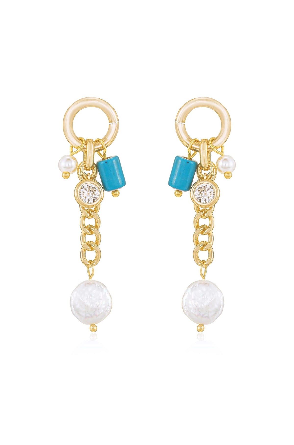 Pearl and Charm Dangle Earrings