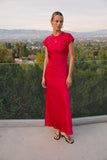 Hannah Satin Maxi Dress in Raspberry