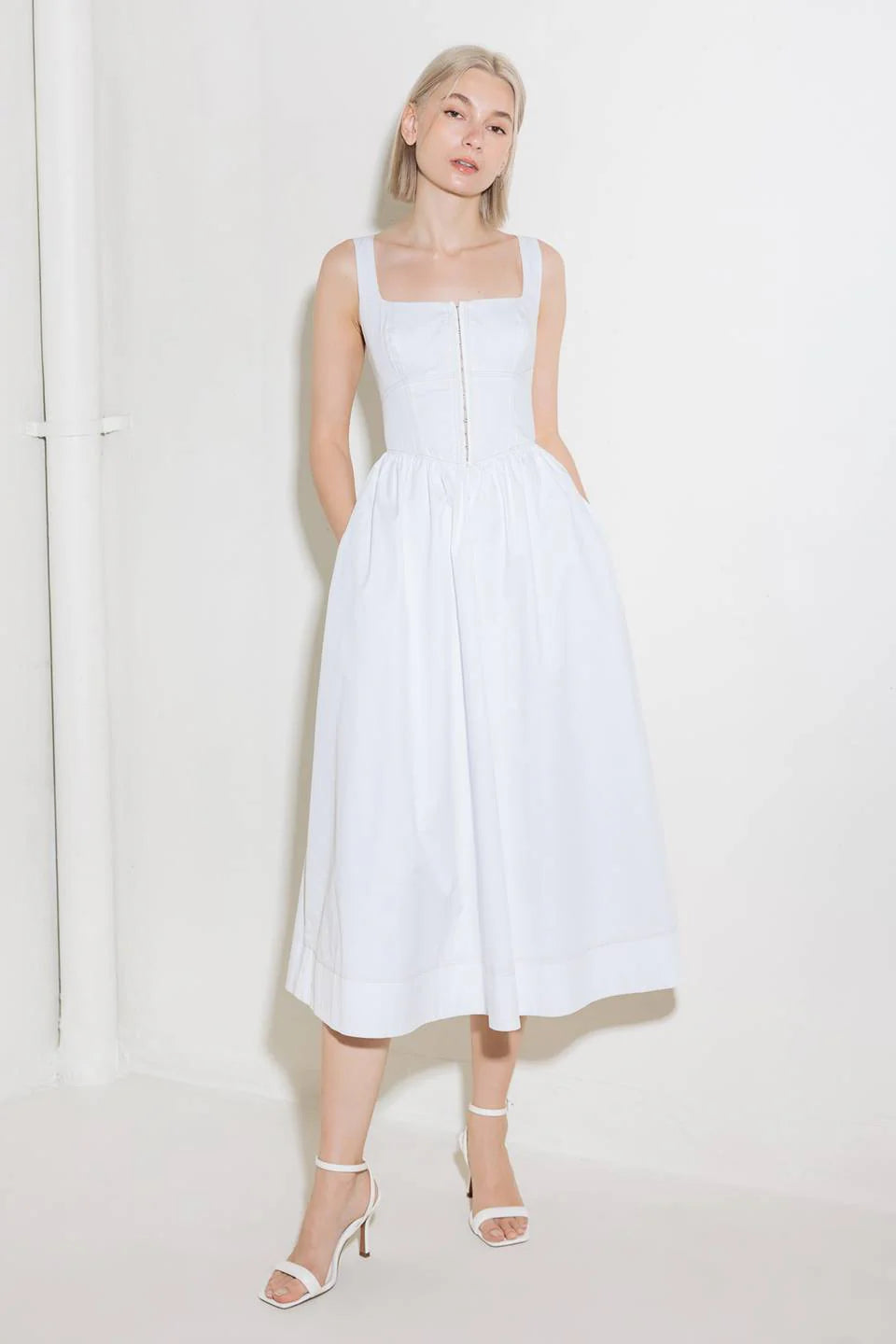 CATCH THE SUN WHITE MIDI DRESS