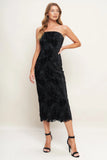 TEMPTATION BLACK VELVET LACE MIDI DRESS