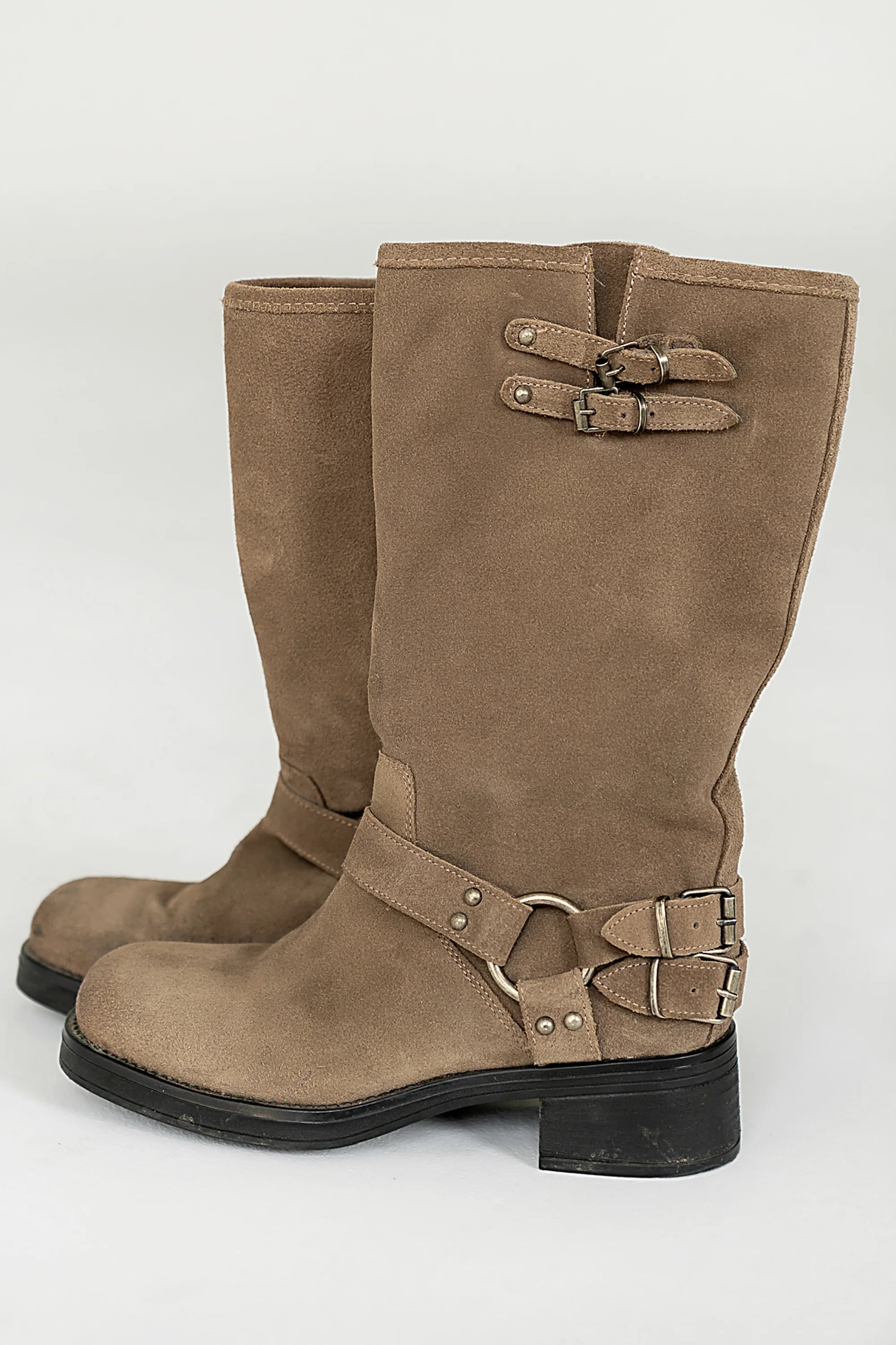 Steve Madden Astor Moto Boot in Taupe Suede FINAL SALE