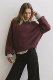 Annaleah Textured Sweatshirt in Burgundy FINAL SALE