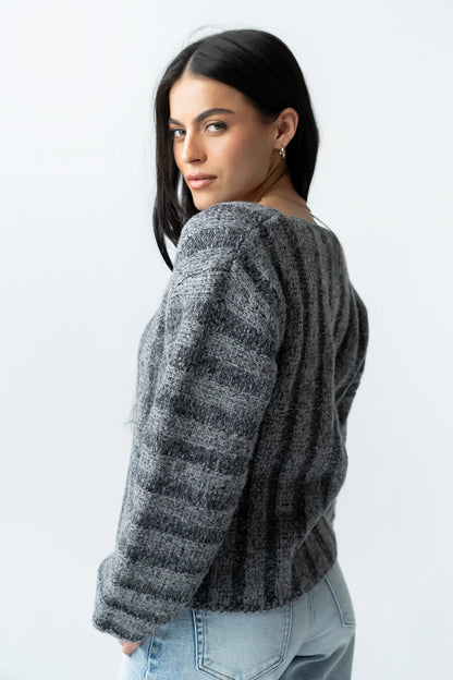 Zamara Ribbed Sweater in Charcoal