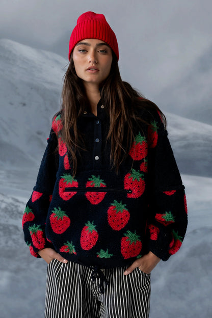 Maria Oversized Sherpa Jacket in Navy FINAL SALE