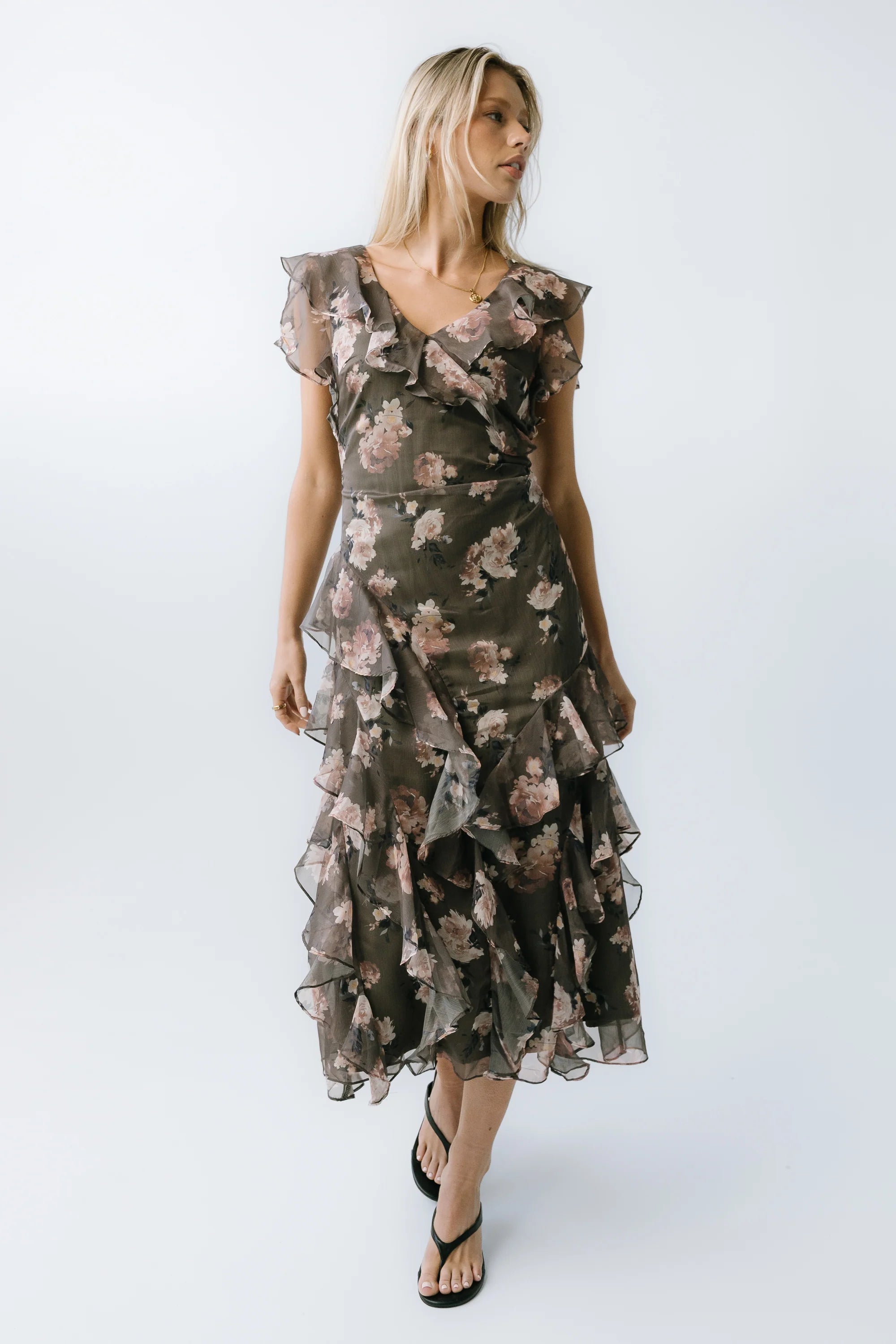Kensie Ruffle Maxi Dress