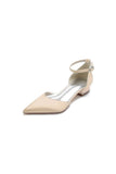 Satin Pointed Toe Ankle Strap Kitten Heels
