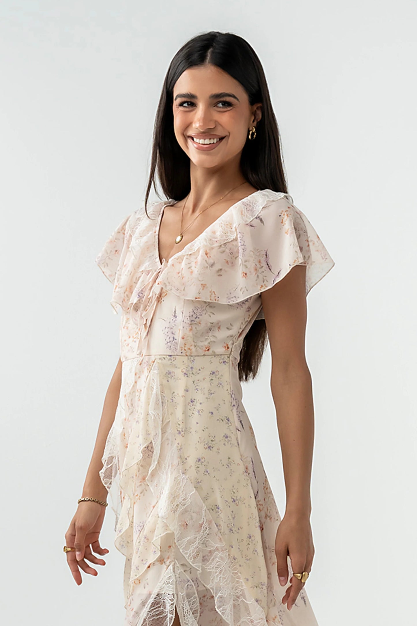 Kora Ruffle Maxi Dress in Yellow