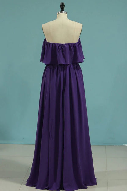 A Line Long Chiffon Off the Shoulder Mix And Match Bridesmaid Dresses