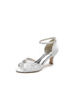Lace Beaded Peep Toe Imitated Silk High Heels