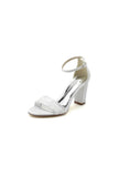 Champagne High Heels with Transparent Heel and Lace Ankle Strap