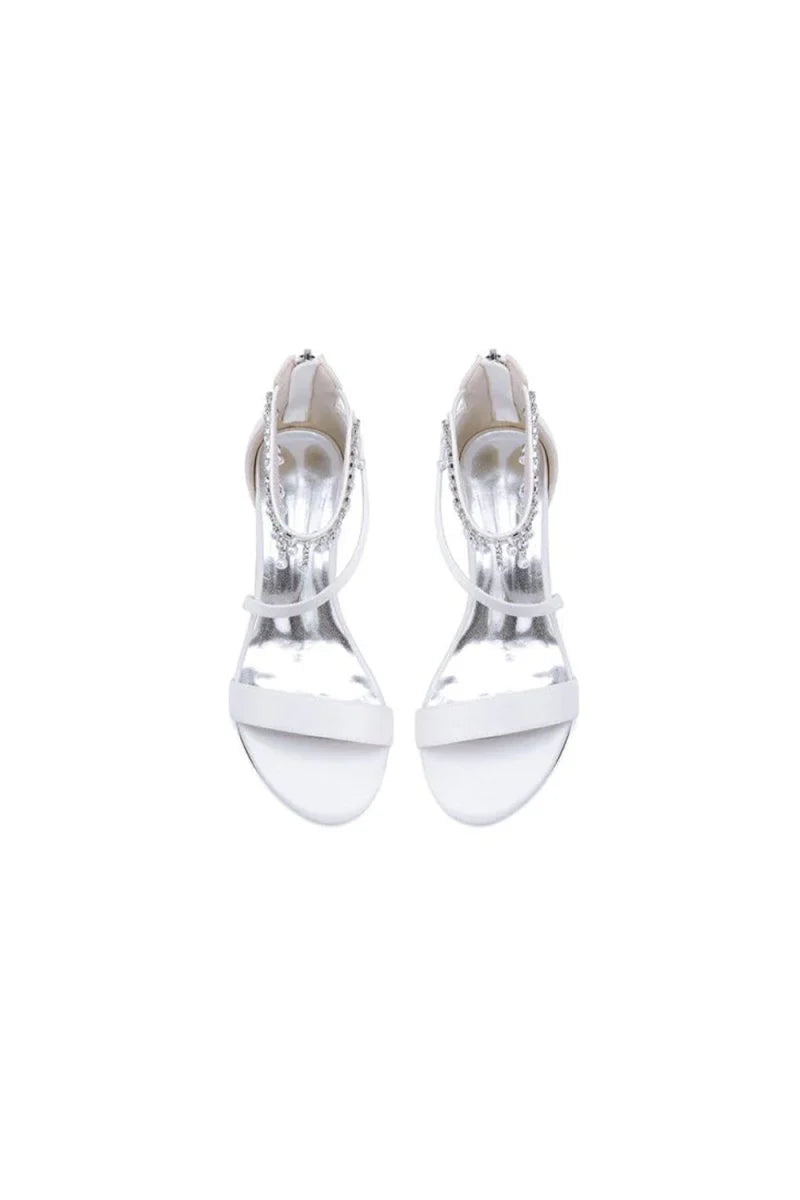 Strappy Heeled Sandals with Pearl and Crystal Embellishments