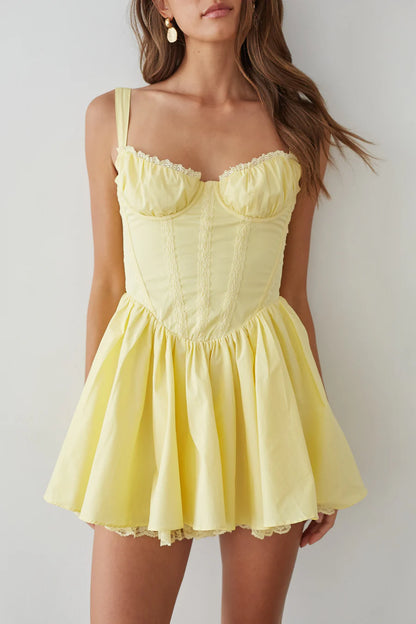 Belle Lace Trim Corset Mini Dress