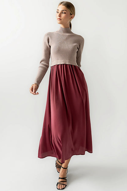 Zeda Midi Dress in Wine FINAL SALE